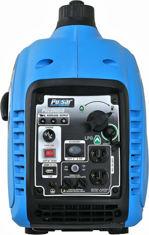 Pulsar 2,200W Portable Dual Fuel Quiet Inverter Generator with USB Outlet & Parallel Capability, CARB Compliant, PG2200BiS