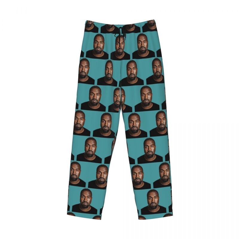 Pijama personalizado divertido Kanye West Meme para hombre, ropa de dormir con cintura elástica, rapero, productor de música, pantalones para dormir con bolsillos