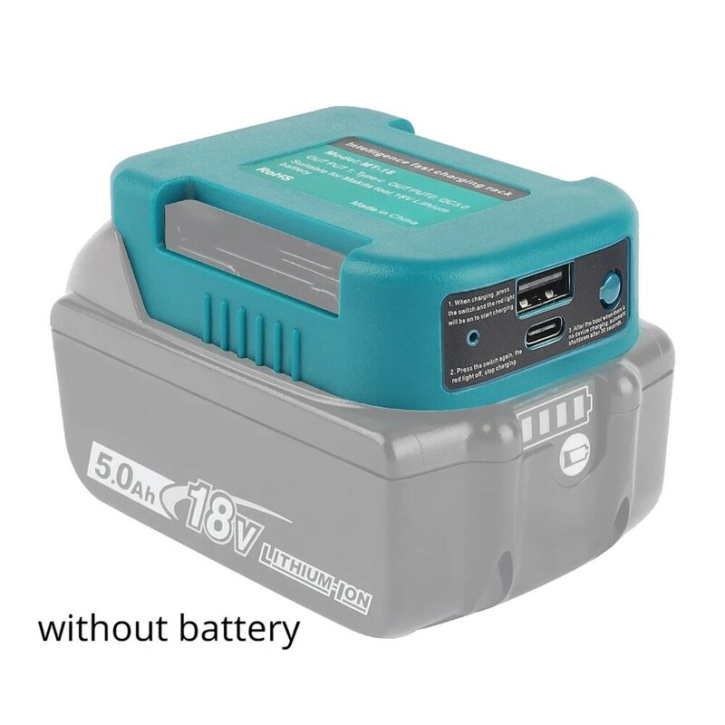 1pc per Makita 18V con USB con portabatterie di tipo C per batteria Makita 18V BL1840 BL1850 BL1860 adattatore per caricabatterie ricarica rapida
