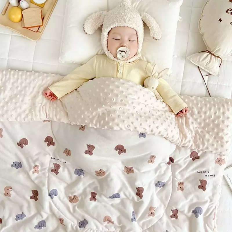 Cobertor recepção infantil com cobertor algodão pontilhado para bebê
