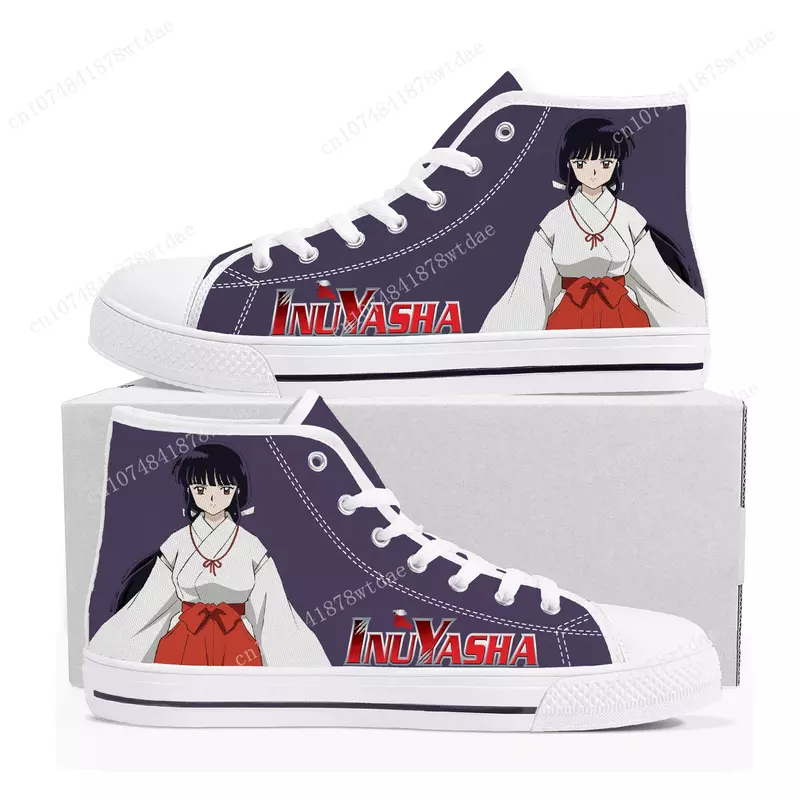 Kikyo-Inuyasha Sapatilhas de lona masculinas e femininas, sapatos personalizados, desenhos animados de manga desenhada, alta qualidade, casal adolescente