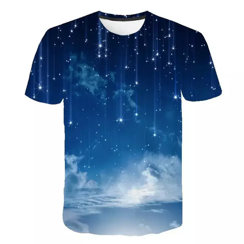 Zomer Nieuw Heren T-Shirt 3d Bedrukt Paars Galaxy Patroon Interessante Mode Casual Creatief Verkopen Heren Top Met Korte Mouwen