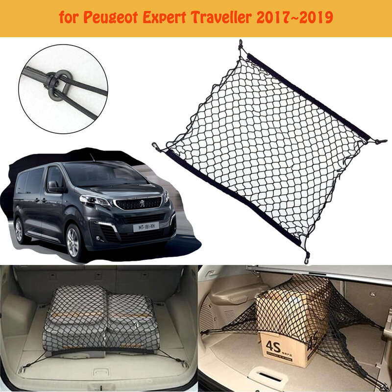 For Peugeot Expert Traveller 2017 2018 2019 Car Boot Trunk Mesh Net Cargo Organizer Storage Car Accessories Luggage Elastic Mesh