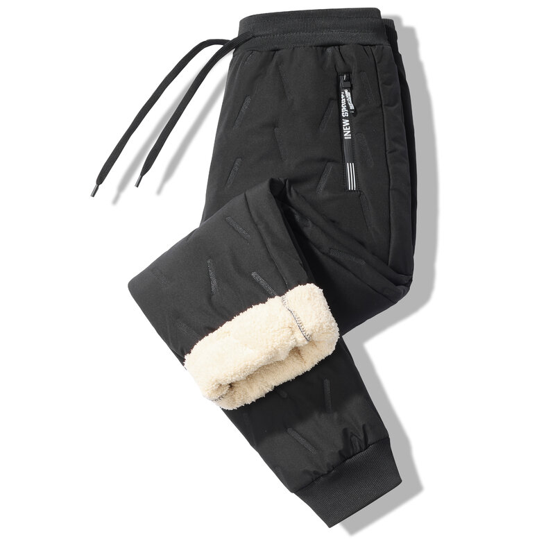 Calça esportiva masculina casual de algodão, calça masculina espessada quente, impermeável, plus size 7XL, fleece down, ao ar livre, alta qualidade, novo, inverno