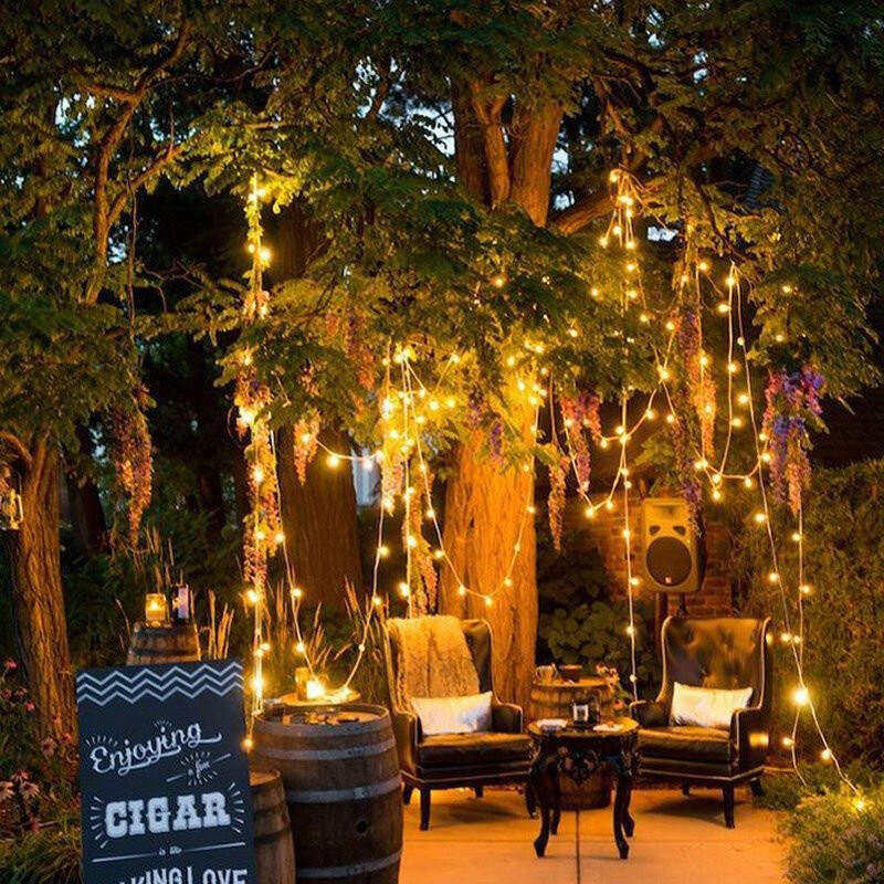 Lampu Droop dekorasi pernikahan, cahaya peri dekorasi pohon jalan taman rumah luar ruangan 30/50/100m