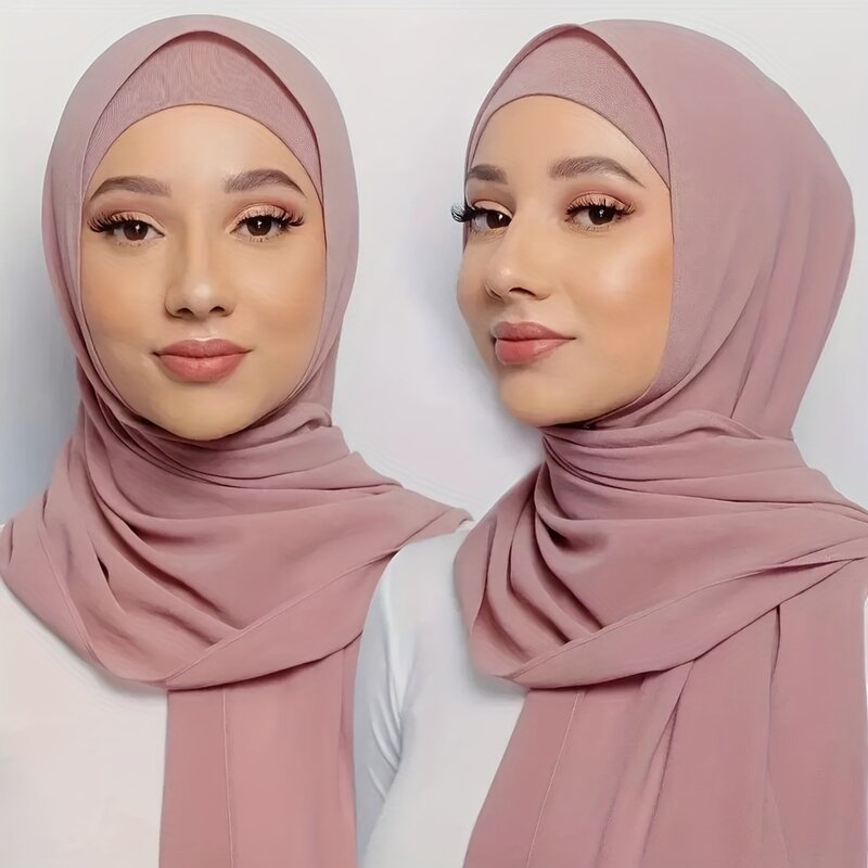 Hijab instantáneo elástico elegante para mujer, conjunto de gasa de Color sólido, Jersey Modal, Bandana fina transpirable, bufanda suave y acogedora