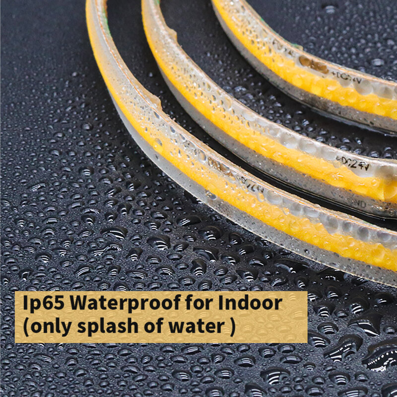 PAUTIX IP65 Waterproof COB LED Strip 5m DC12V/24V 320 480LEDs/m Flexible High Density RA90 2700K-6000K Led Tap for Room Decor