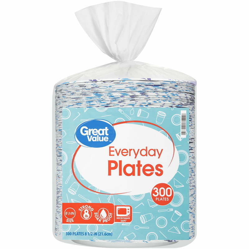 Everyday Strong, Soak Proof, Microwave Safe, Disposable Paper Plates, 9 in, Patterned, 300 Count