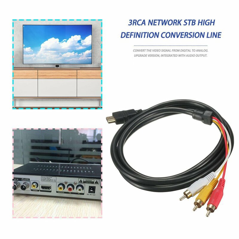 Pozłacane złącza 5 stóp 1.5M 1080P HDTV kompatybilny z HDMI-kompatybilny męski do 3 RCA Audio wideo kabel AV Adapter przewodu