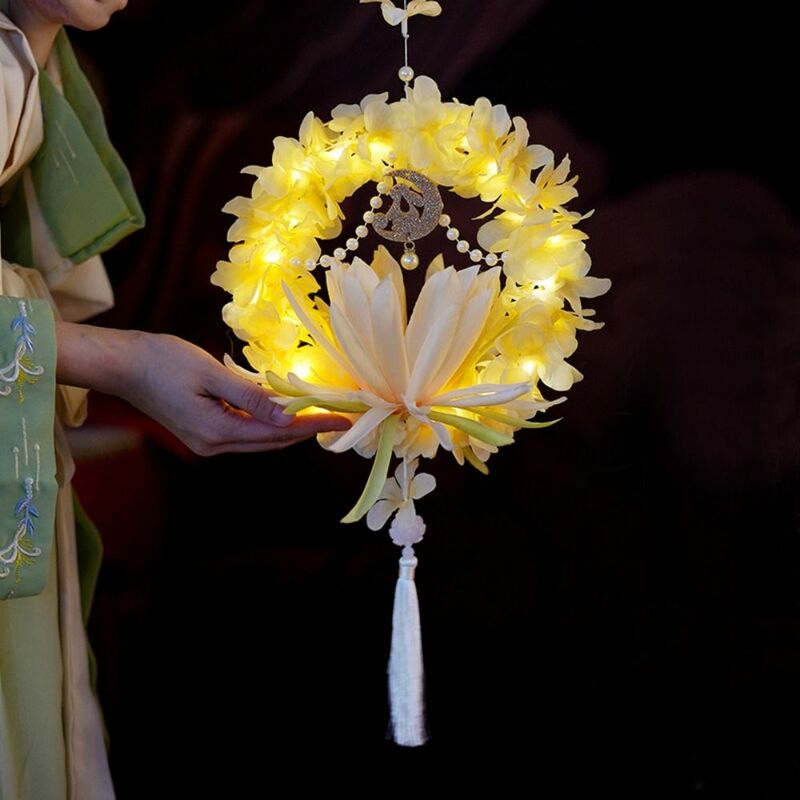 Linterna LED de estilo chino para fiesta, cadenas luminosas de Epiphyllum, estilo chino, bricolaje, mediados de otoño