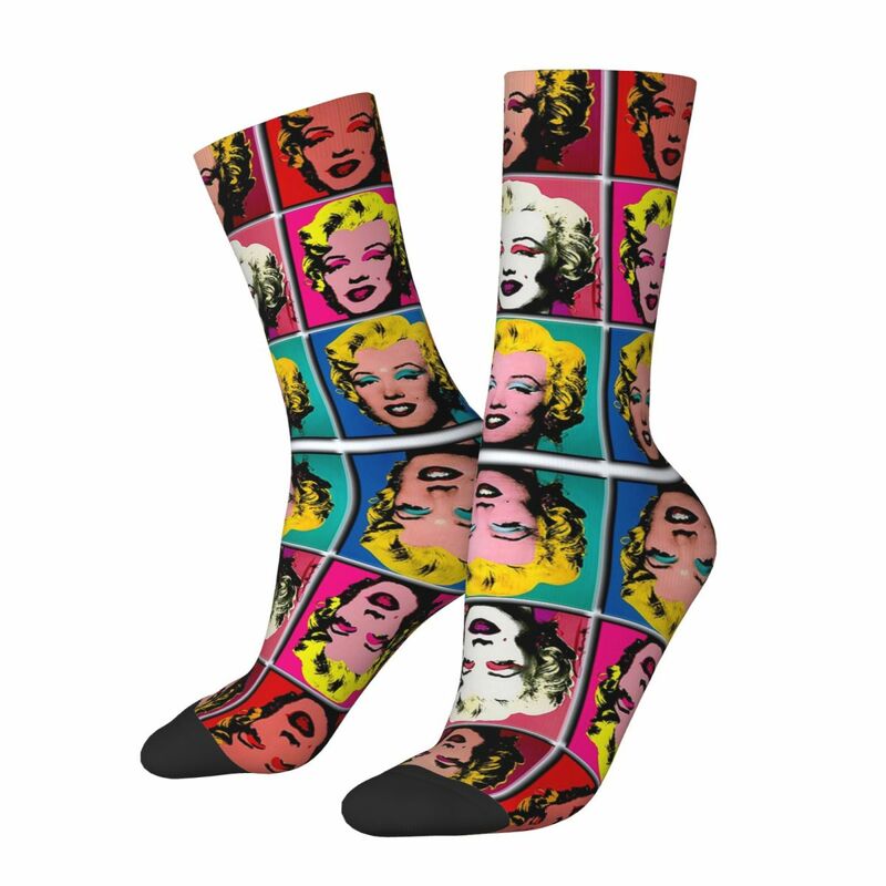Marilyn abstrakte Art Deco Pop-Art-Druck Socken Harajuku super weiche Strümpfe die ganze Saison lange Socken für Männer Frau Geschenke