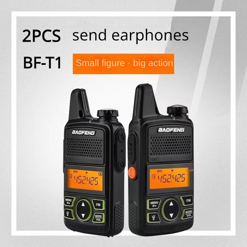 Baofeng-Mini walkie-talkie BF-T1 Original, Radio FM bidireccional, transceptor de Camping, 2 piezas