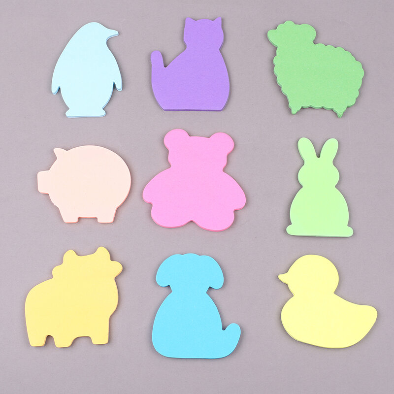 Novelty 3D Solid Color Mini Animal Cute Memo Pads Fancy Kawaii Dog Cat Sticky Notes Kids Girl School Planner Notepads Stationery