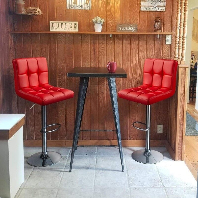 Taburetes de Bar-Sillas de isla de cocina ajustables modernas, taburetes de altura de mostrador, silla giratoria de cuero PU, Base x-large, 30 pulgadas