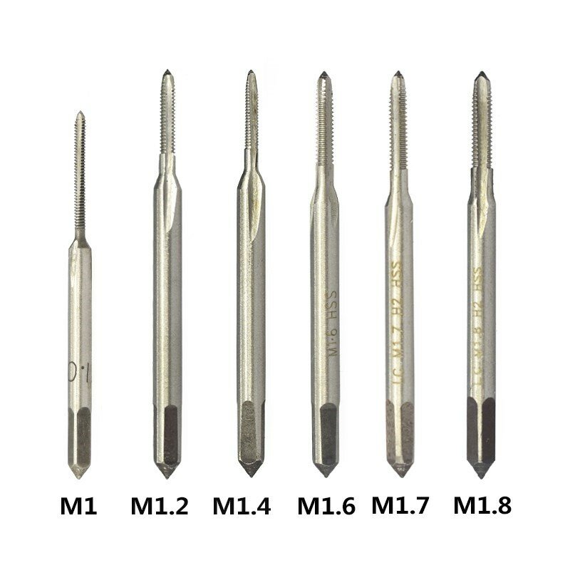 Grifo métrico de rosca HSS 6542, minibroca para máquina de flauta recta, tornillo, M1, M1.2, M1.4, M1.6, M1.7, M1.8, 1 ud.