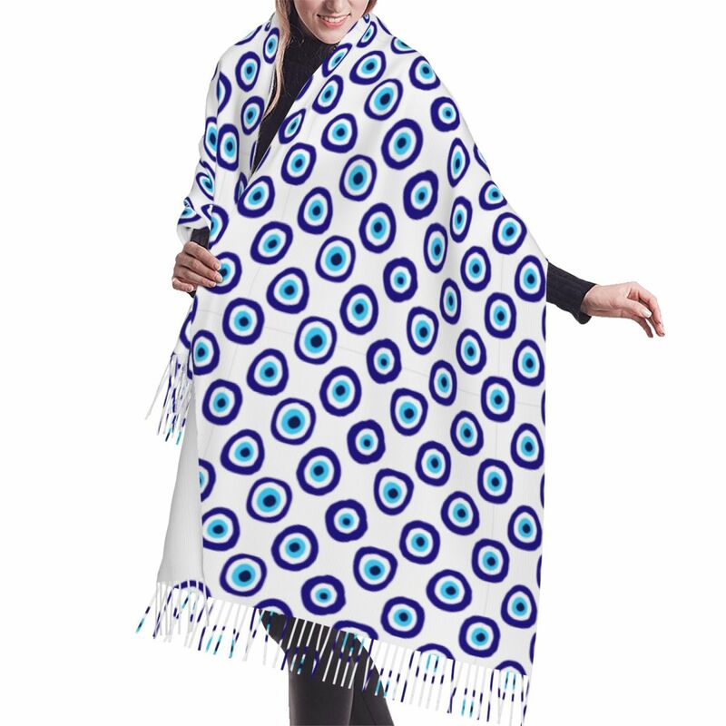 Bufanda estampada de símbolo de mal de ojo de pavo para hombres y mujeres, amuleto Nazar, bufandas cálidas de invierno, envoltura de Chal femenina versátil de moda