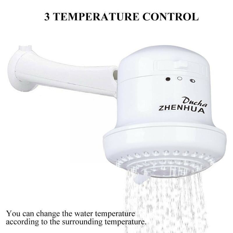 5400w 110v/220v 전기 샤워 인스턴트 온수기 2m 욕실 샤워 목욕 호스 온도 히터, Adjus V8r7 포함