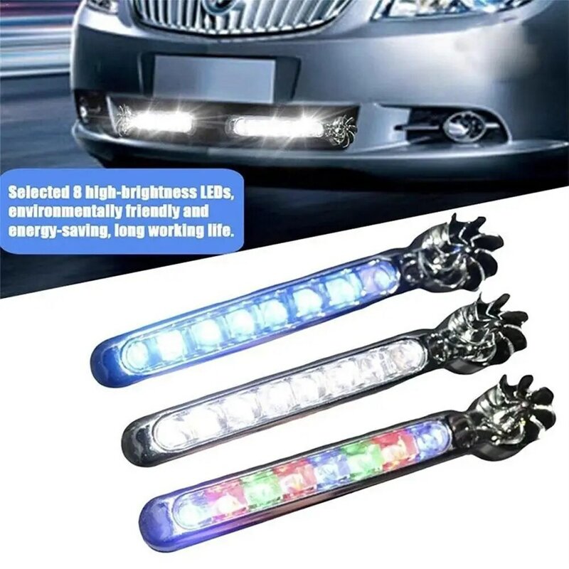 Wind Powered Car LED Luzes Diurnas, Iluminação Auxiliar Automática Criativa, Lâmpada de Ventilador de Rotação, Automóvel Dia Faróis