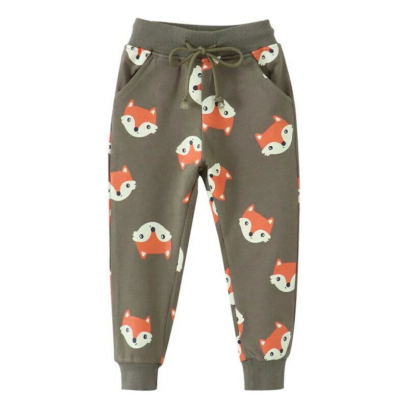 Jumping Meters Autumn Spring Foxes Print Boys Girls Sweatpants Drawstring Pockets Children's Trousers Pants Full Length Toddler