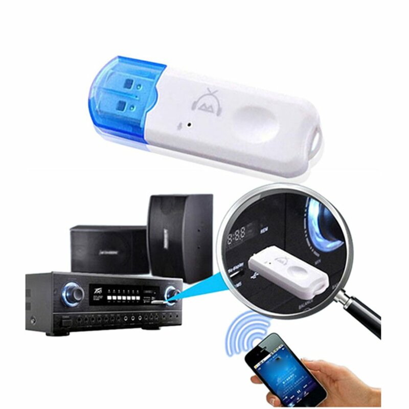 Récepteur Audio sans fil USB 2 en 1, avec Microphone, Port USB Aux, double sortie, Plug And Play, pour voiture, PC, casque