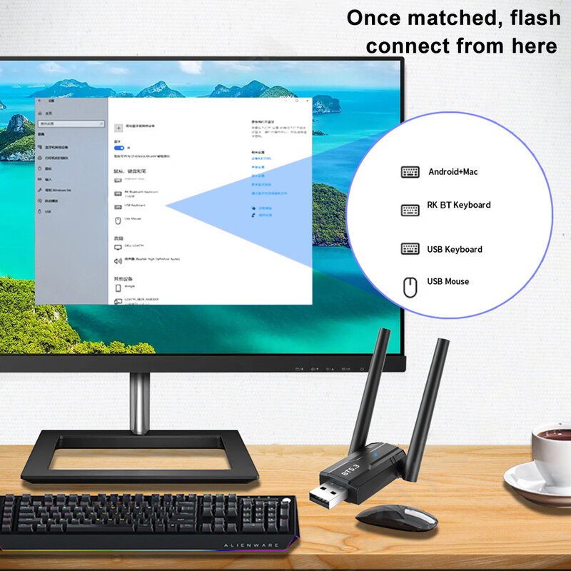 150 м Bluetooth 5,3 5,0 адаптер Бесплатный драйвер USB Bluetooth адаптер для ПК Windows 11/10/8.1 мышь Клавиатура Аудио приемник