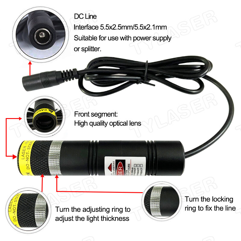 Long Distance Focusable 20x90mm Glass Lens 488nm Sky Blue Super Small Dot Laser 60mW Round Spot&Point Laser Diode Module