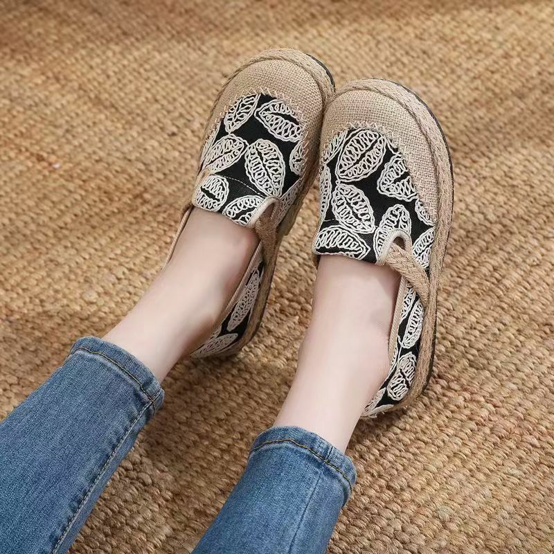 Woman's New Summer Linen Flat Sole Casual Shoe Soft Sole Non Slip Breathable Light Canvas Shoe Free Shipping Big Size Mom's Shoe