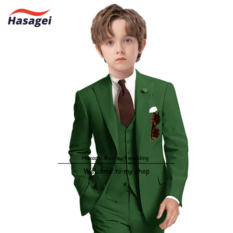 Официальный костюм для мальчиков цвета шампанского, 3 предмета, Свадебный детский смокинг, детская семейная одежда, цвет под заказ
