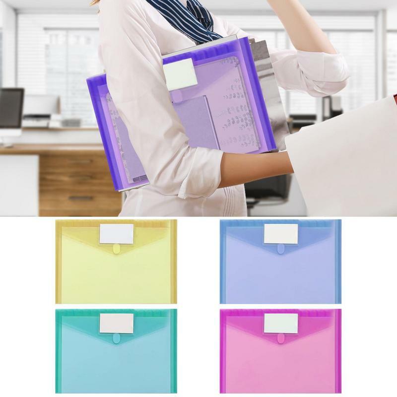 Пластиковая папка А4 для документов, прозрачная папка-конверт с кнопкой-защелкой, прочная водонепроницаемая Папка-органайзер для хранения, случайный цвет