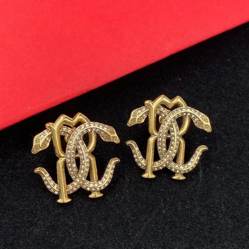 2024 High Edition Luxury Vintage S925 Sterling Silver Earrings for Women Trendy Snake Zircon Ear Stud Fine Jewelry Holiday Gifts