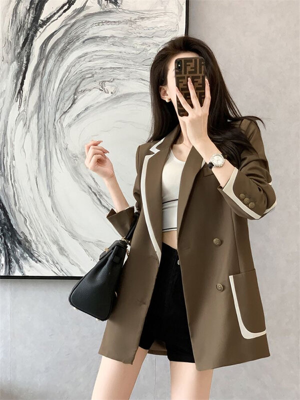 여성용 스몰 세트 재킷, 한국 버전 고급 스몰 캐주얼 매칭 슬림 세트 블라우스, 2024 용수철 가을 신상