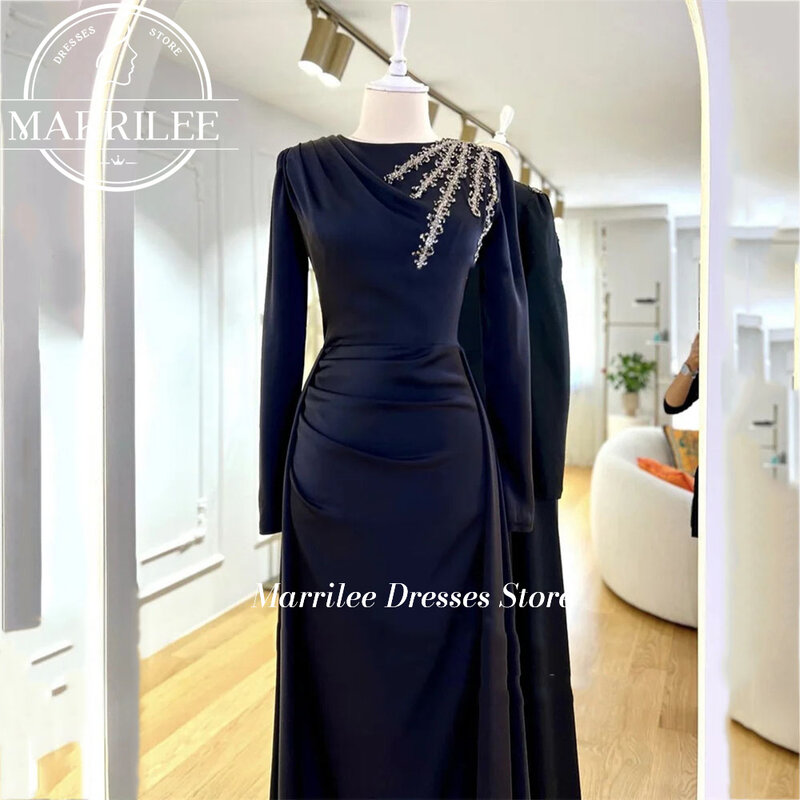 Luxus Abendkleid für Mutter der Braut Rundhals ausschnitt Langarm Party kleid Kristalle luxuriöses Abendkleid für Frau 2024