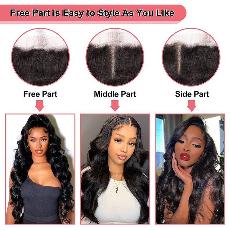 4x4 13x4 Transparent HD Lace Frontal Closure Straight Water Wave Kinky Curly Lace Closure Only 100% Remy Human Hair pre plucked