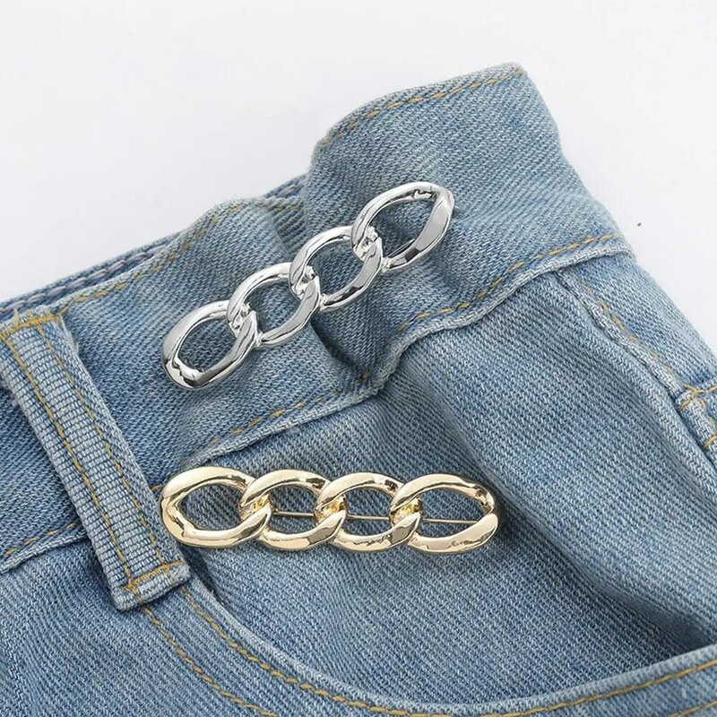 Regulowany w talii haczyk na spodnie luźne guziki do spodni śliczny koreański unisex metalowy pasek hak narzędziowy odpinane spodnie z motywem kreskówkowym Q2X1