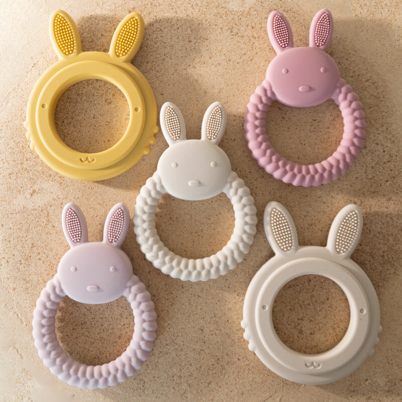 아기 치발기 실리콘 장난감, 아기 건강 어금니 씹기 신생아 액세서리 장난감, BPA 프리 만화 토끼 수유 선물, 1 개