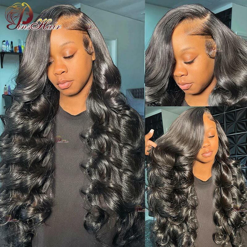 Natural Color 13x6 Lace Front Human Hair Wigs Pre Plucked Transparent Body Wave Lace Front Wigs Remy Human Hair 34 Inches 180%