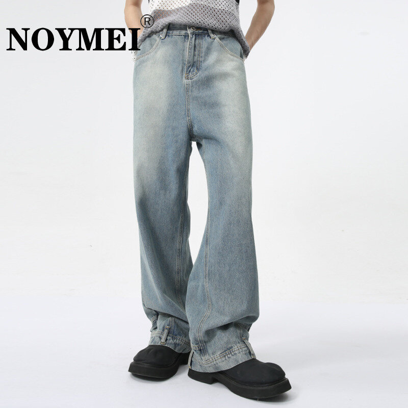 جينز دنيم للرجال من NOYMEI ، تصميم فضفاض مستقيم ، لون ثابت ، الصيف ، WA4485 ، جديد ،