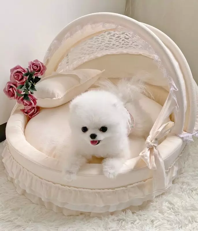 PolyGram High end Four Seasons Pet Cradle, Removable and Washable Dog Nest, Cat Nest Bed, Teddy Maltese Small and Medium sized D
