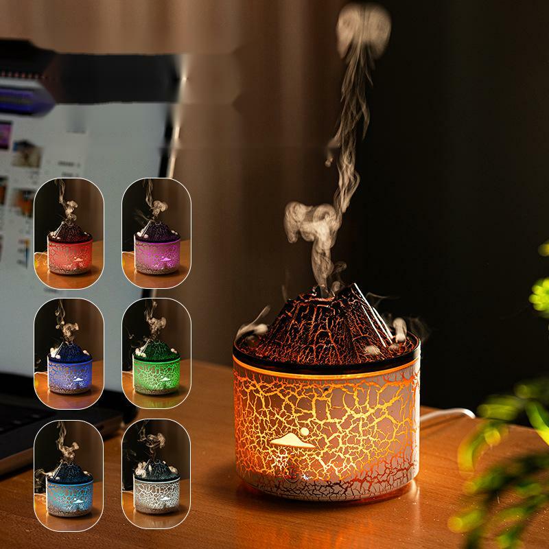 940026 3D Simulation Flame Humidifier Jellyfish Volcano Aroma Diffuser
