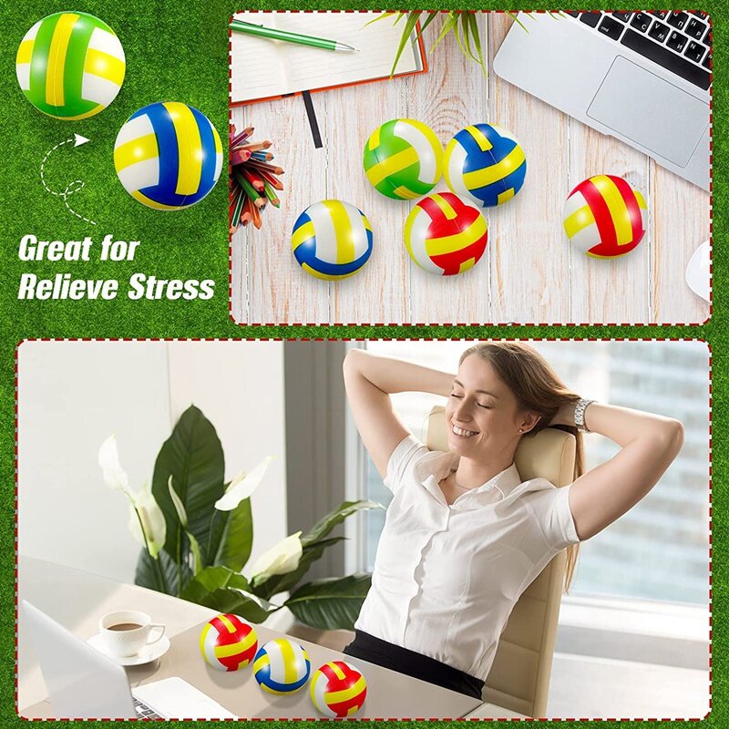 Mini pelota antiestrés de voleibol de 12 uds, pelota de espuma para aliviar el estrés deportiva, relleno de juguetes de voleibol pequeño suave para bolas de regalo