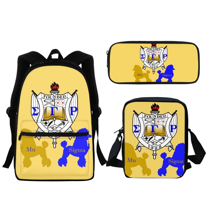 Gorąca wyprzedaż 3D Sigma Gamma Rho plecak studencki torba szkolna na laptopa 3 sztuk/zestaw wzór pudla dzieci plecak podróżny dla chłopców