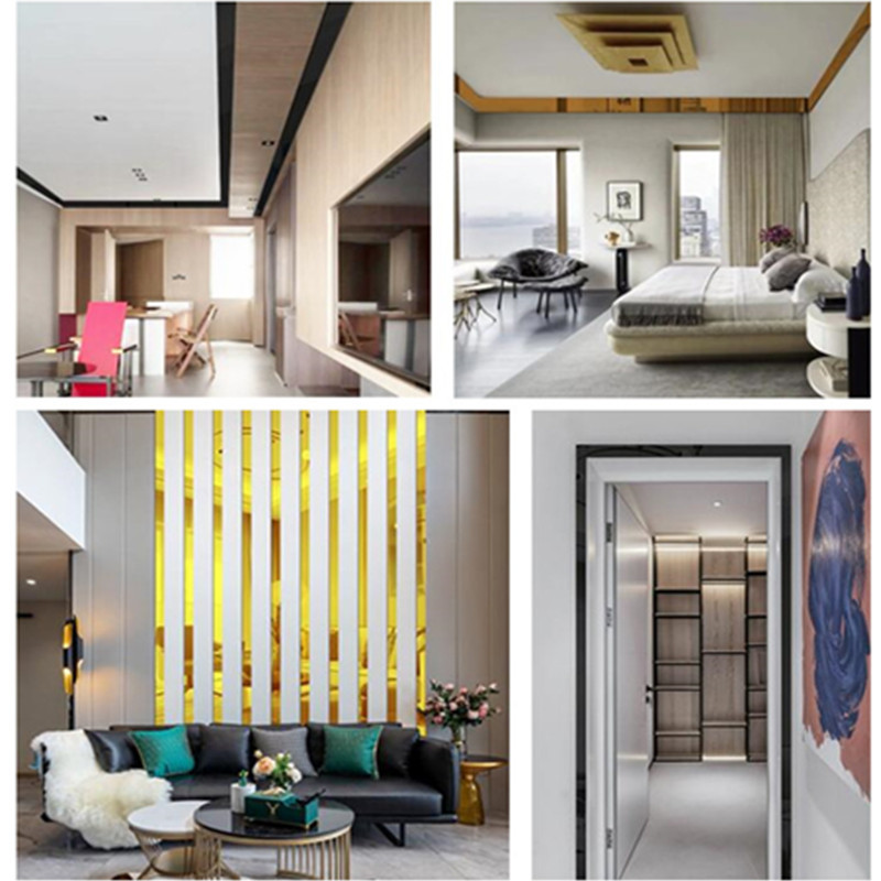 244cm Self-adhesive Stainless Steel Flat Decorative Lines DIY Mirror Wall Sticker Background Wall Ceiling Edge Strip home decor