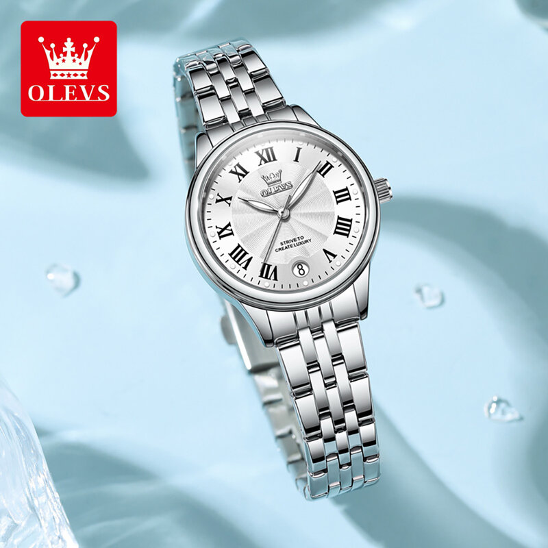 OLEVS jam tangan tahan air bercahaya wanita, arloji Dress Quartz mewah terbaik untuk perempuan