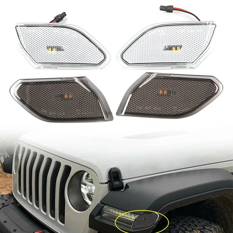 For Jeep wrangler JL 2018 2019 2020 Smoke Shell/Clear Shell Car Front Side Markers Amber LED Lights