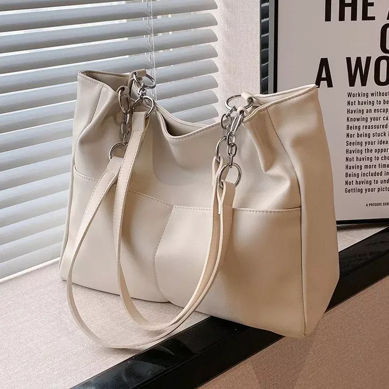 حقيبة كتف كلاسيكية من الجلد الصناعي للنساء ، سعة كبيرة ، أحادية اللون ، سعة كبيرة ، أحدث حقائب اليد ، حقائب السفر ، 2021