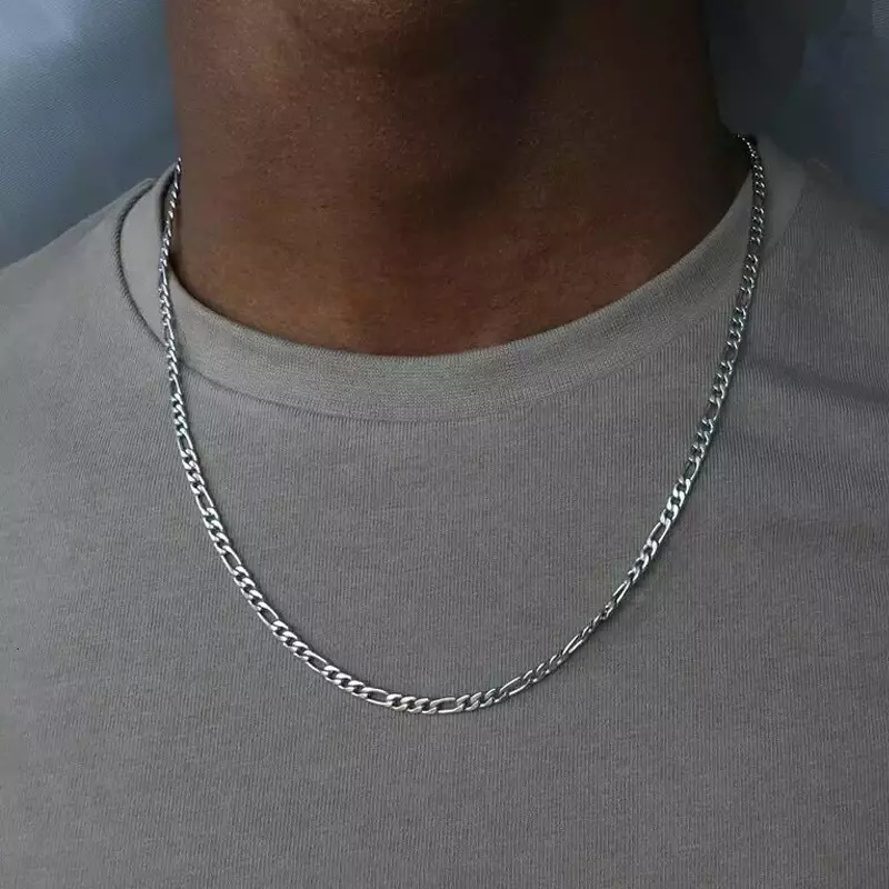 40-75cm 925 Silber 4mm Figaro Kette Halskette für Frauen Männer lange Halskette Hip Hop Schmuck Geschenk