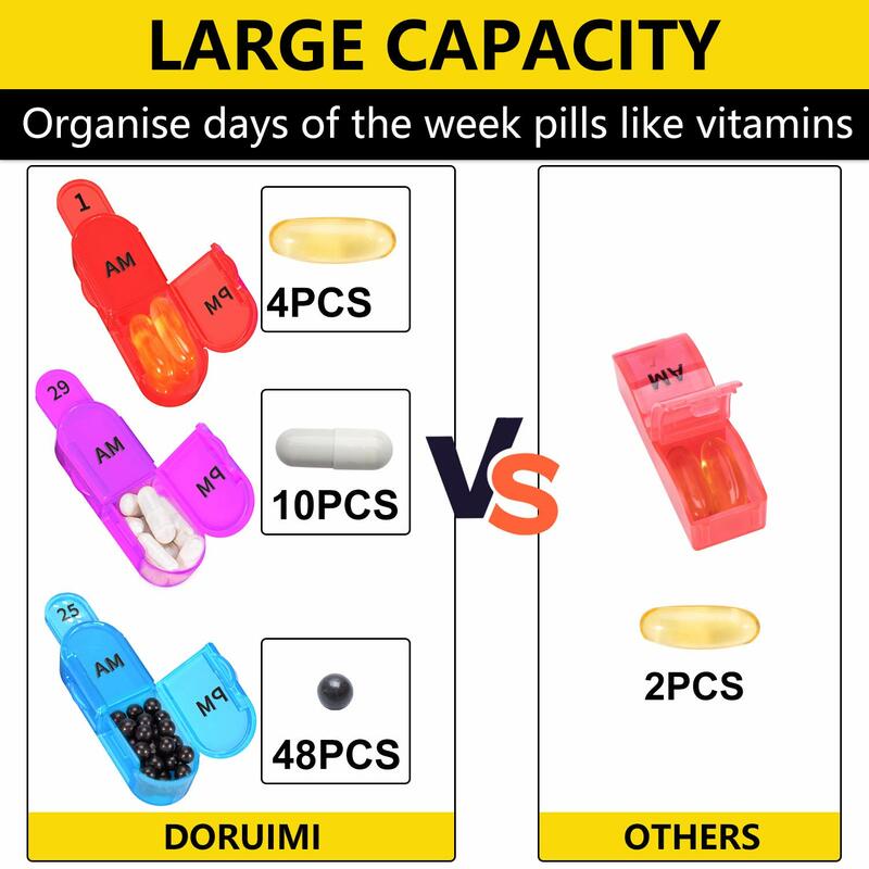 Kotak pil bulanan, 2 kali sehari, Am, kotak obat dengan 32 kompartemen untuk menahan pil Vitamin, mudah digunakan untuk anak-anak, orang tua