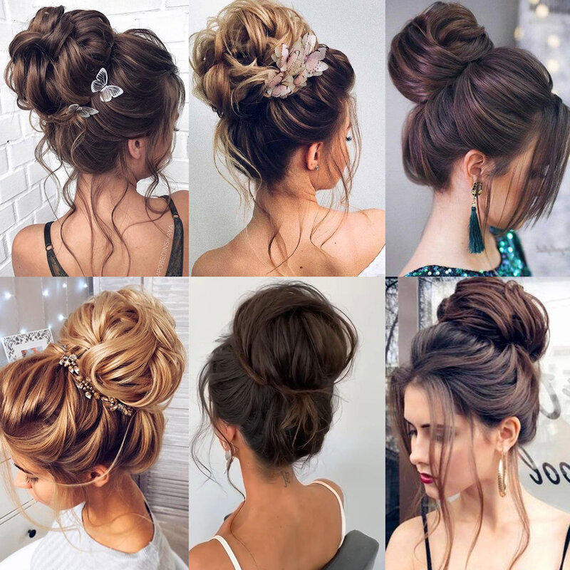 LUPU Synthetic Chignon Messy Bun Claw Clip in Hair Piece Wavy Curly Hair Bun Ponytail Extensions Scrunchie Hairpieces for Women
