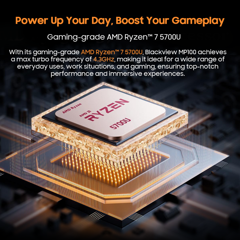 Мини-ПК Blackview MP100, AMD R7 5700U, 8 ядер, 16 потоков, 16 ГБ/32 ГБ DDR4, 512 ГБ/1 ТБ SSD