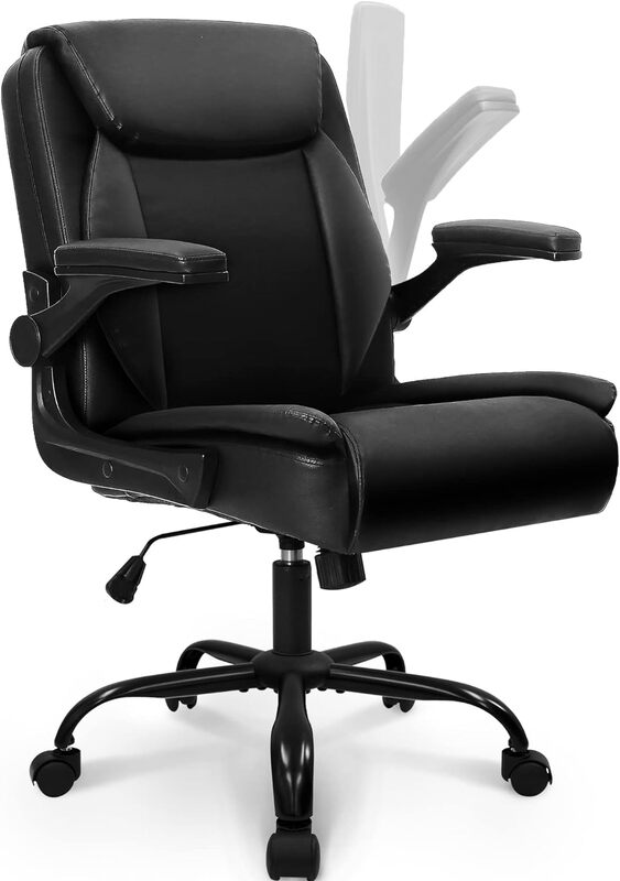 Kursi kantor, kursi meja dapat disesuaikan, eksekutif Tengah belakang, nyaman, kulit PU ergonomis, mendukung punggung komputer rumah